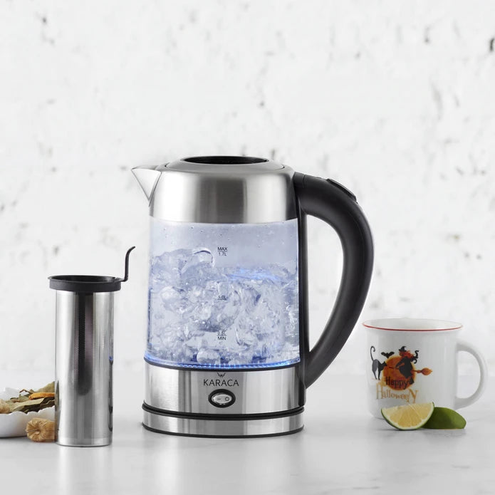 Karaca Glass Herbal Tea Maker With Led Lighting Inox 2202 153.01.06.1780/153.01.06.4887 -  Kitchen Appliances - ebarza Furniture UAE | Shop Modern Furniture in Abu Dhabi & Dubai - مفروشات ايبازرا في الامارات | تسوق اثاث عصري وديكورات مميزة في دبي وابوظبي