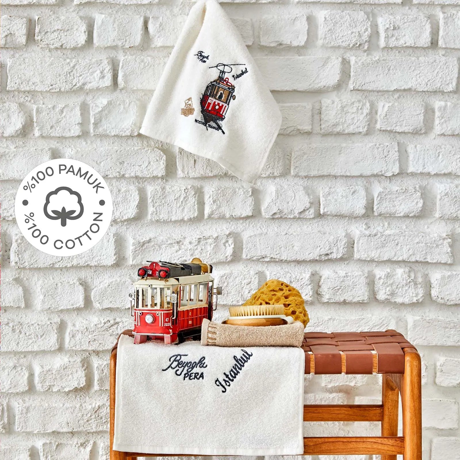 Karaca Home Beyoğlu Beige 100% Cotton Embroidered 3-Piece Towel Set 30X50 Cm 200.19.01.0539 -  Towels - ebarza Furniture UAE | Shop Modern Furniture in Abu Dhabi & Dubai - مفروشات ايبازرا في الامارات | تسوق اثاث عصري وديكورات مميزة في دبي وابوظبي