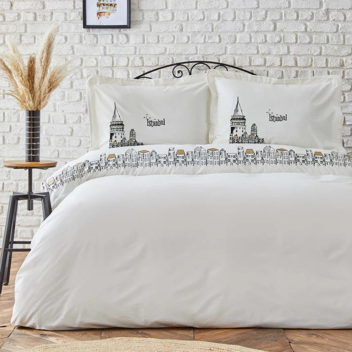 Karaca Home Galata Black Embroidered Double 100% Cotton Duvet Cover Set 200.19.01.0489 -  Bedding - ebarza Furniture UAE | Shop Modern Furniture in Abu Dhabi & Dubai - مفروشات ايبازرا في الامارات | تسوق اثاث عصري وديكورات مميزة في دبي وابوظبي