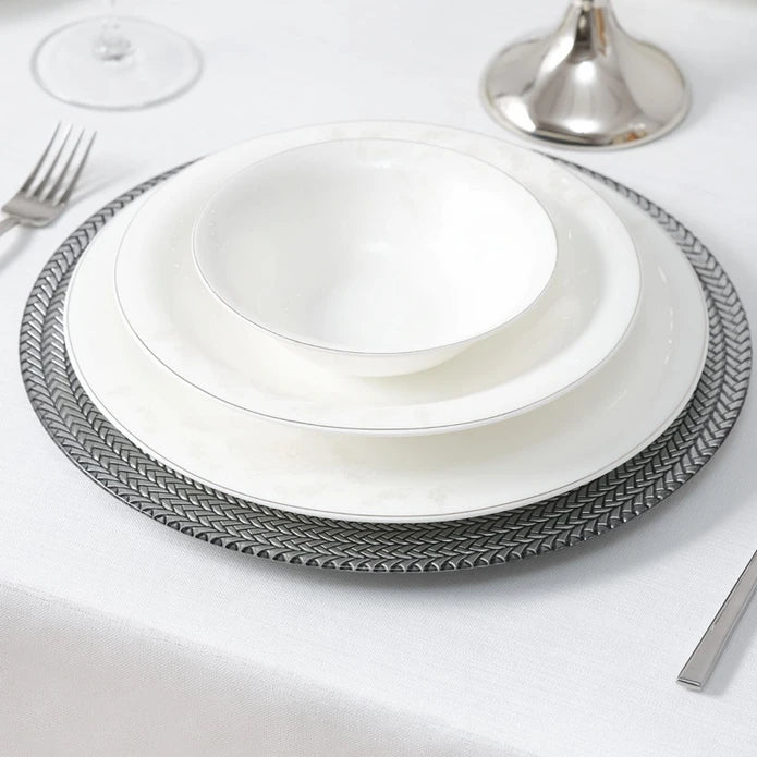 Karaca Home Liva Supla Black/Silver 300.22.02.0893 -  Plates - ebarza Furniture UAE | Shop Modern Furniture in Abu Dhabi & Dubai - مفروشات ايبازرا في الامارات | تسوق اثاث عصري وديكورات مميزة في دبي وابوظبي