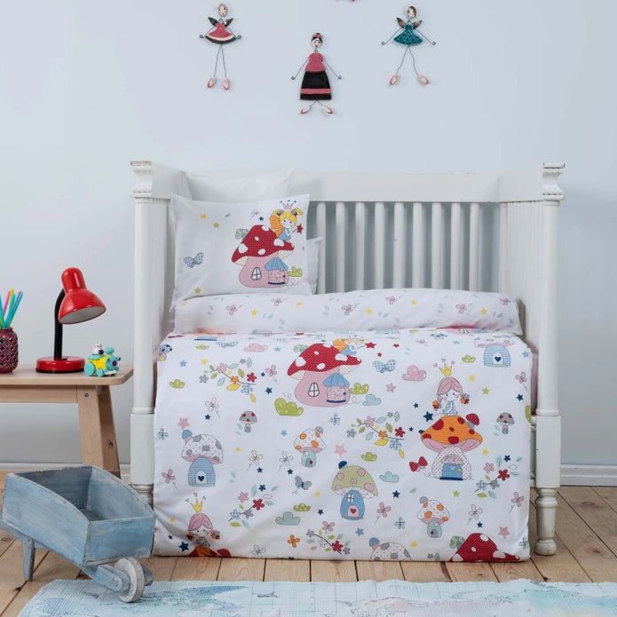 Karaca Home Mushrom 100% Cotton Baby Duvet Cover Set 200.20.01.0190 -  Bedding - ebarza Furniture UAE | Shop Modern Furniture in Abu Dhabi & Dubai - مفروشات ايبازرا في الامارات | تسوق اثاث عصري وديكورات مميزة في دبي وابوظبي