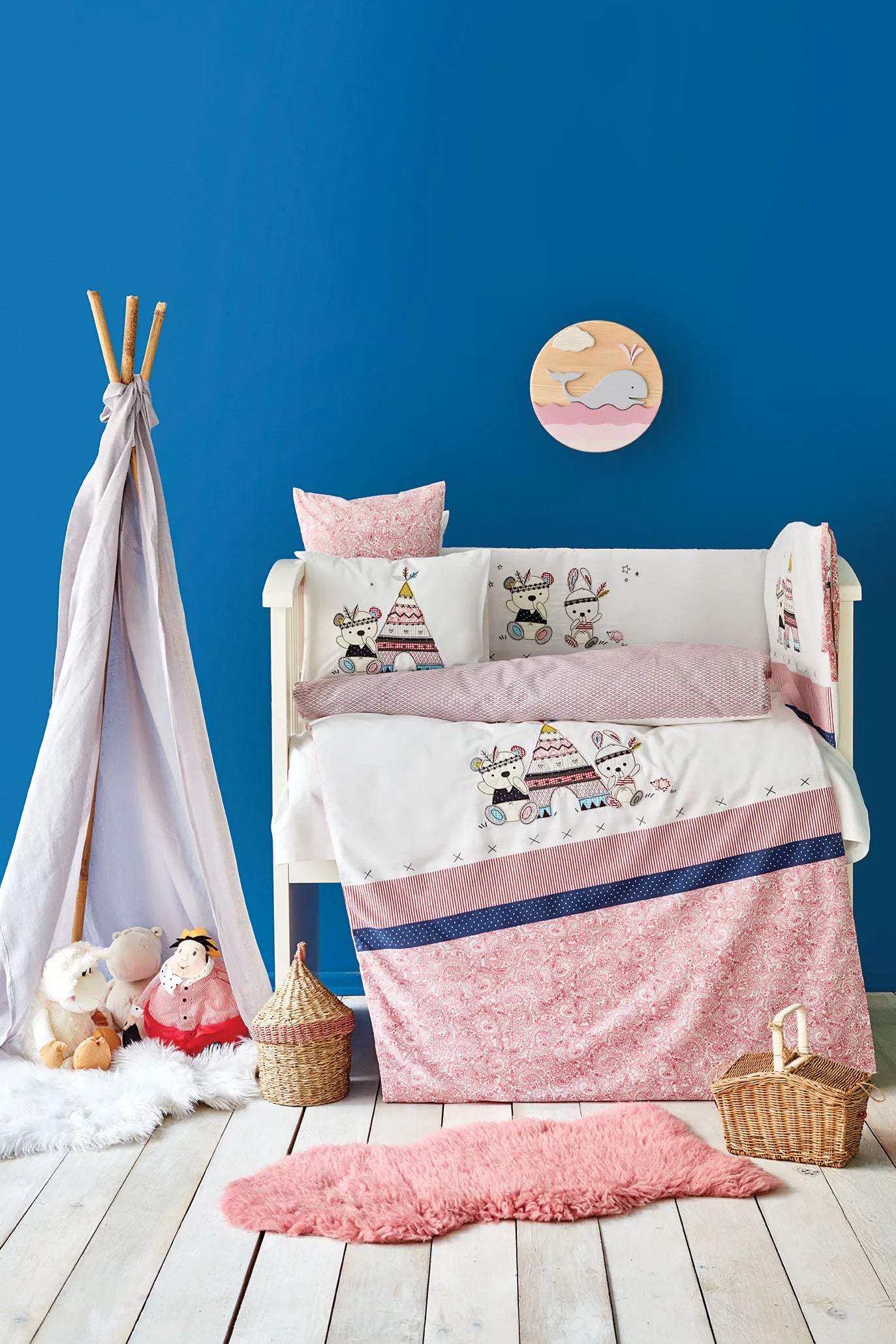 Karaca Home Tent Applique / Embroidery 13 Piece Baby Set 200.16.01.0252 -  Bedding - ebarza Furniture UAE | Shop Modern Furniture in Abu Dhabi & Dubai - مفروشات ايبازرا في الامارات | تسوق اثاث عصري وديكورات مميزة في دبي وابوظبي