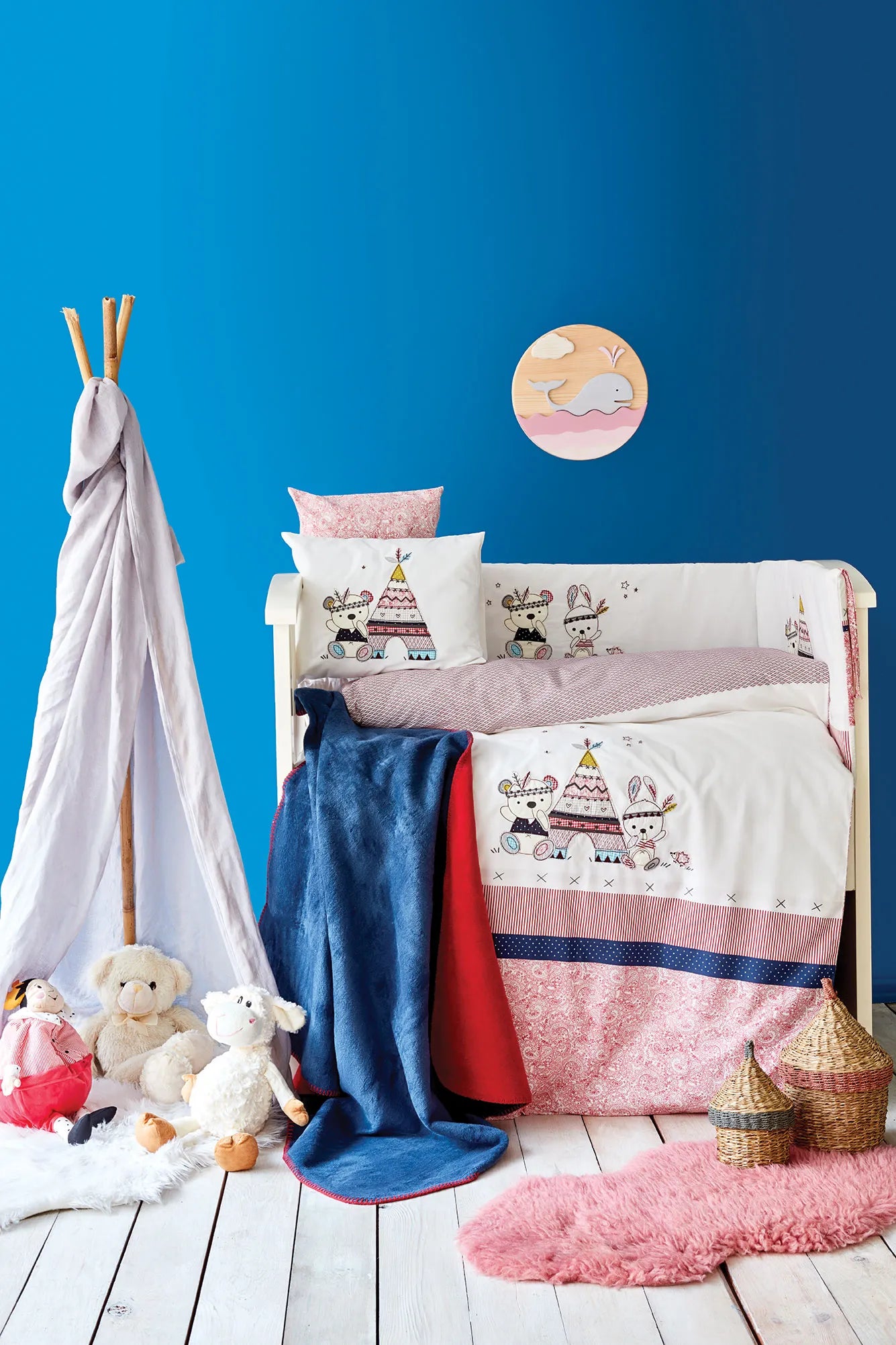 Karaca Home Tent Applique / Embroidery 13 Piece Baby Set 200.16.01.0252 -  Bedding - ebarza Furniture UAE | Shop Modern Furniture in Abu Dhabi & Dubai - مفروشات ايبازرا في الامارات | تسوق اثاث عصري وديكورات مميزة في دبي وابوظبي