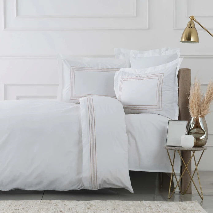 Karaca Home White Collection Freya White Embroidered Percale Double Duvet Cover Set 200.20.01.0100 -  Bedding - ebarza Furniture UAE | Shop Modern Furniture in Abu Dhabi & Dubai - مفروشات ايبازرا في الامارات | تسوق اثاث عصري وديكورات مميزة في دبي وابوظبي