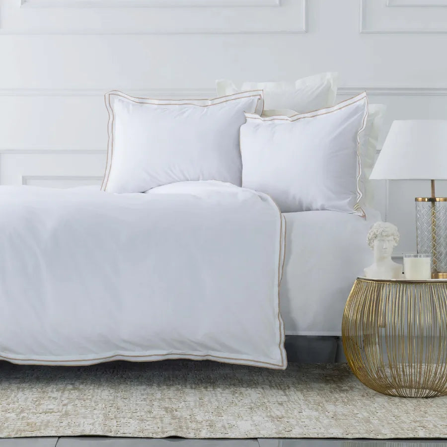 Karaca Home White Collection Victorie Beige Piccolo Percale Double Duvet Cover Set 200.20.01.0106 -  Bedding - ebarza Furniture UAE | Shop Modern Furniture in Abu Dhabi & Dubai - مفروشات ايبازرا في الامارات | تسوق اثاث عصري وديكورات مميزة في دبي وابوظبي