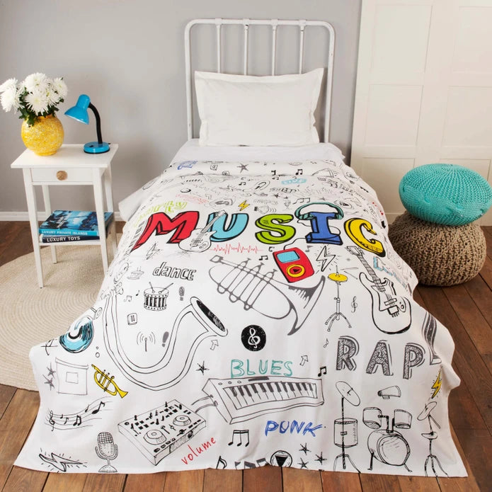 Karaca Home Young Music Single 100% Cotton Pique 200.20.01.0147 -  Bedding - ebarza Furniture UAE | Shop Modern Furniture in Abu Dhabi & Dubai - مفروشات ايبازرا في الامارات | تسوق اثاث عصري وديكورات مميزة في دبي وابوظبي