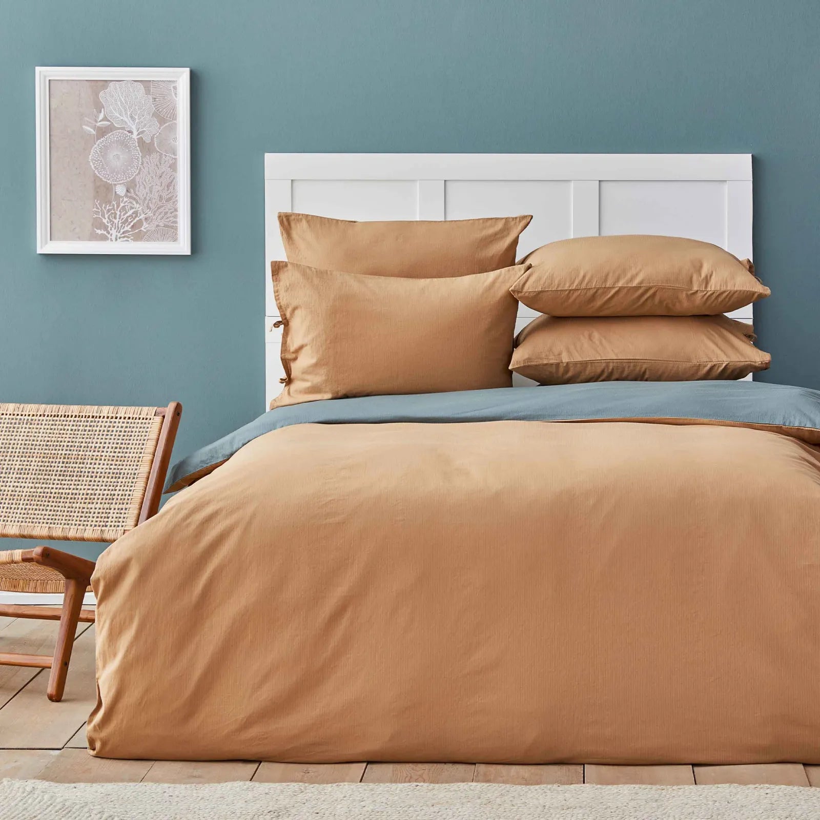 Karaca Nautica Home Bow Mustard/Green Double Sided Single Duvet Cover Set 180.01.01.0408 -  Bedding - ebarza Furniture UAE | Shop Modern Furniture in Abu Dhabi & Dubai - مفروشات ايبازرا في الامارات | تسوق اثاث عصري وديكورات مميزة في دبي وابوظبي