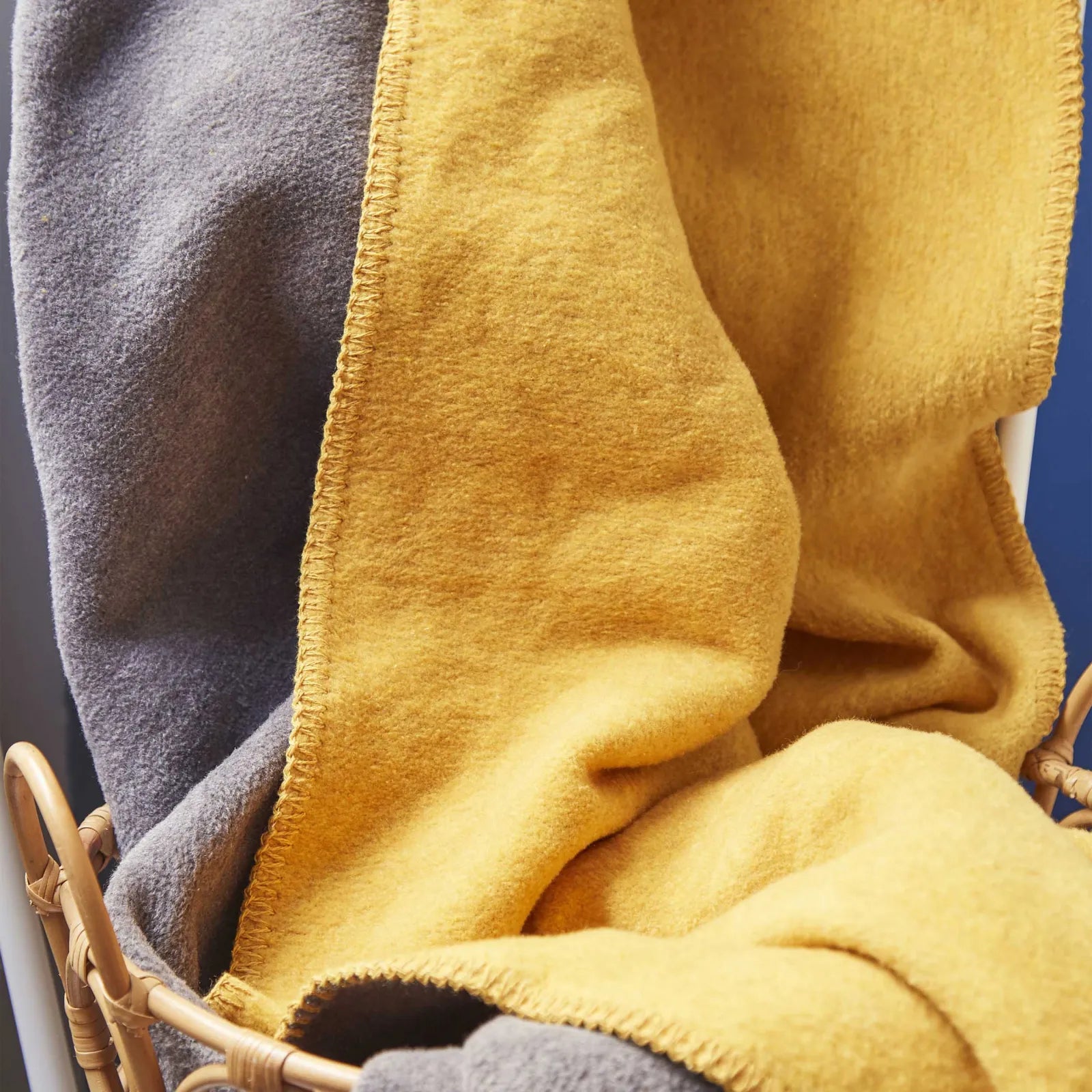 Karaca Nautica Home Jetty Mustard Anthracite Double Sided Single Cotton Blanket 180.01.01.0446 -  Blankets - ebarza Furniture UAE | Shop Modern Furniture in Abu Dhabi & Dubai - مفروشات ايبازرا في الامارات | تسوق اثاث عصري وديكورات مميزة في دبي وابوظبي