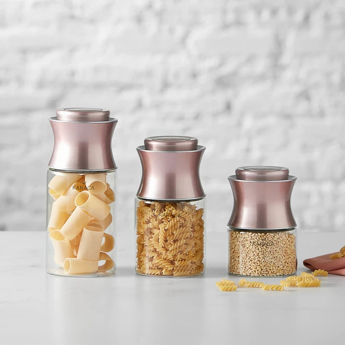 Rosegold 3 Piece Jar Set L / M / S 12610010022 153.03.07.4648 -  Spice Sets - ebarza Furniture UAE | Shop Modern Furniture in Abu Dhabi & Dubai - مفروشات ايبازرا في الامارات | تسوق اثاث عصري وديكورات مميزة في دبي وابوظبي