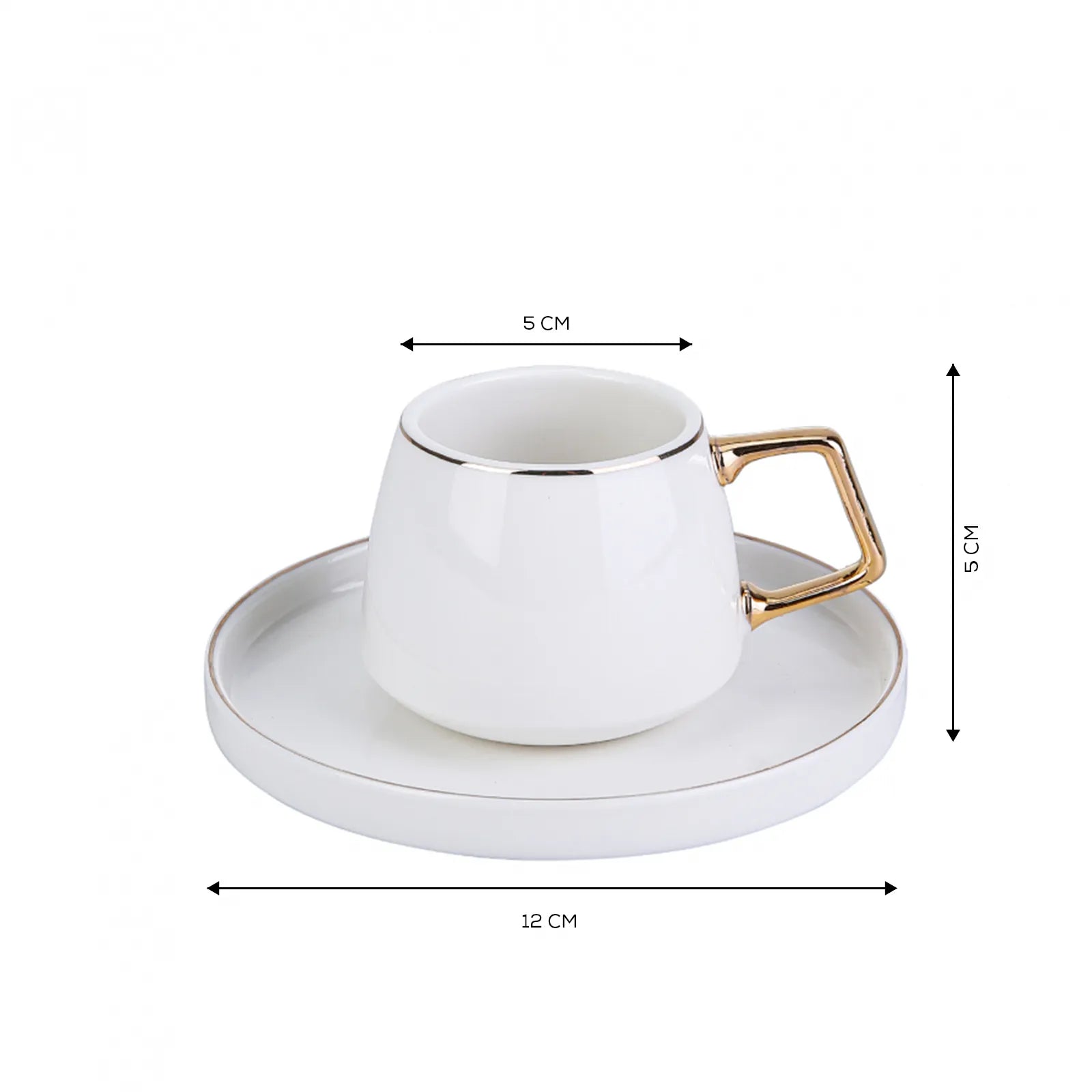 Saturn 6-seater porcelain coffee cup set by KARACA and KARACA HOME, featuring elegant white cups and matching saucers.