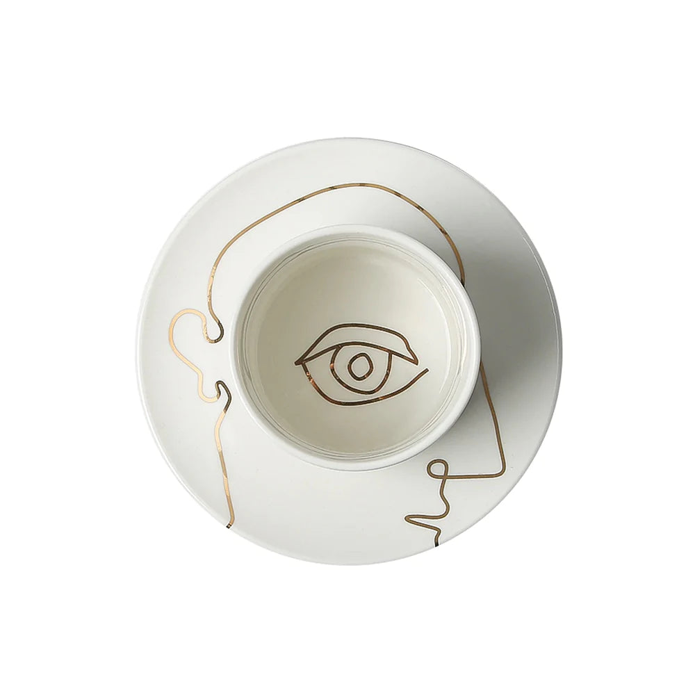 Simple Drawing Eye Cup A-Gold Fa-D22004A -  Coffee Sets - ebarza Furniture UAE | Shop Modern Furniture in Abu Dhabi & Dubai - مفروشات ايبازرا في الامارات | تسوق اثاث عصري وديكورات مميزة في دبي وابوظبي