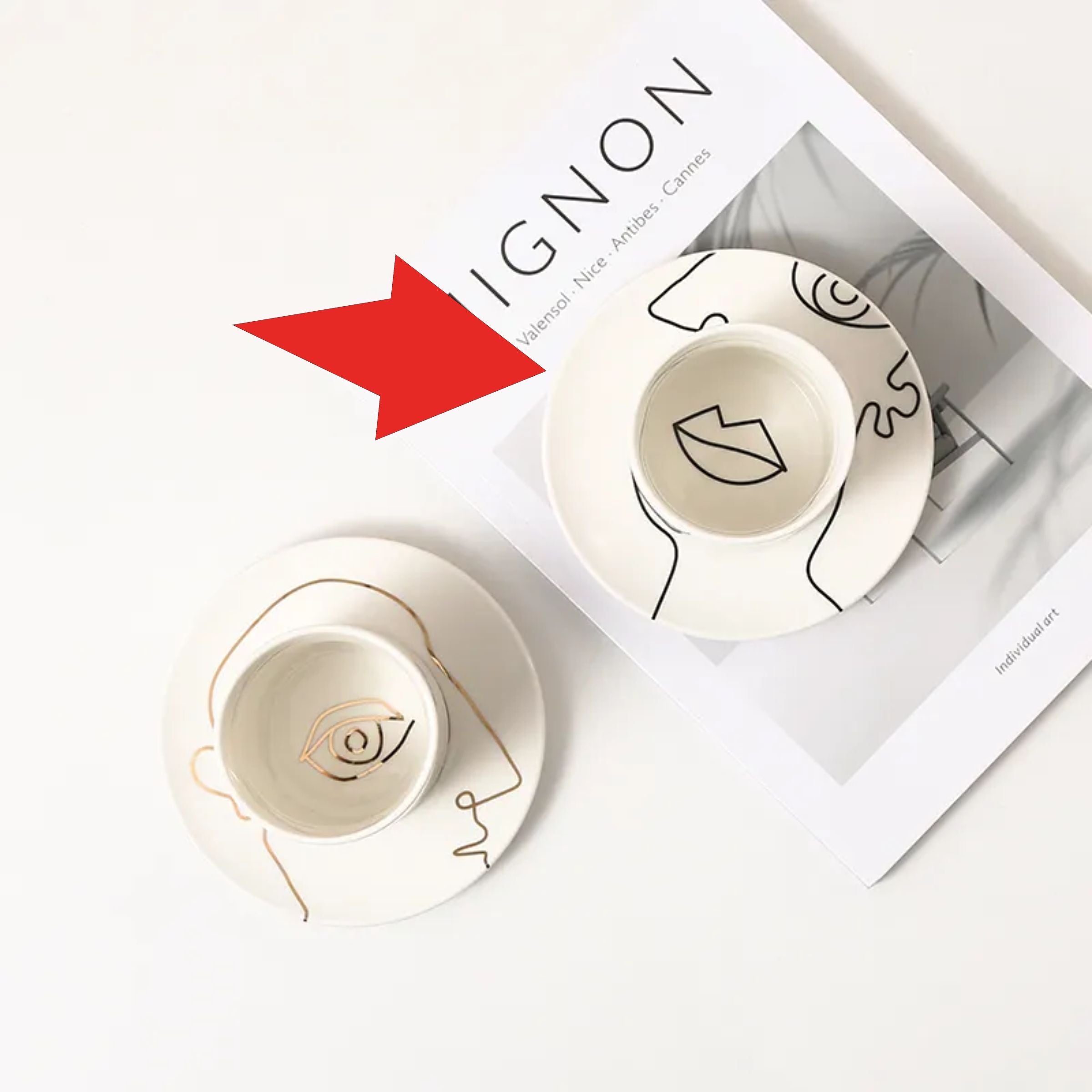 Simple Drawing Of Mouth Cup A-Gold Fa-D22003A -  Coffee Sets - ebarza Furniture UAE | Shop Modern Furniture in Abu Dhabi & Dubai - مفروشات ايبازرا في الامارات | تسوق اثاث عصري وديكورات مميزة في دبي وابوظبي