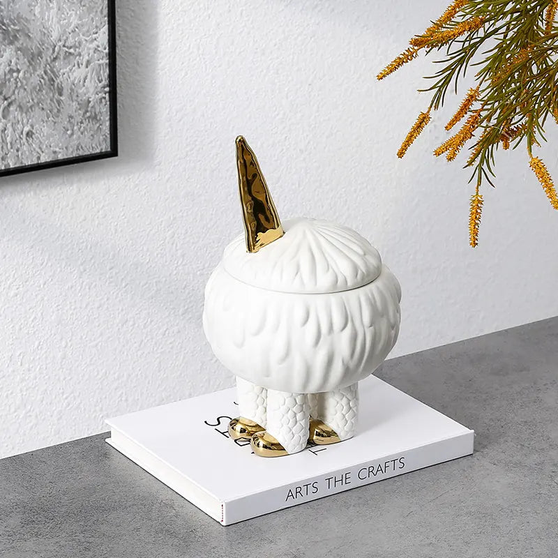 White Double Ear Decorative  Jar -A Fa-D21076A -  Vases - ebarza Furniture UAE | Shop Modern Furniture in Abu Dhabi & Dubai - مفروشات ايبازرا في الامارات | تسوق اثاث عصري وديكورات مميزة في دبي وابوظبي