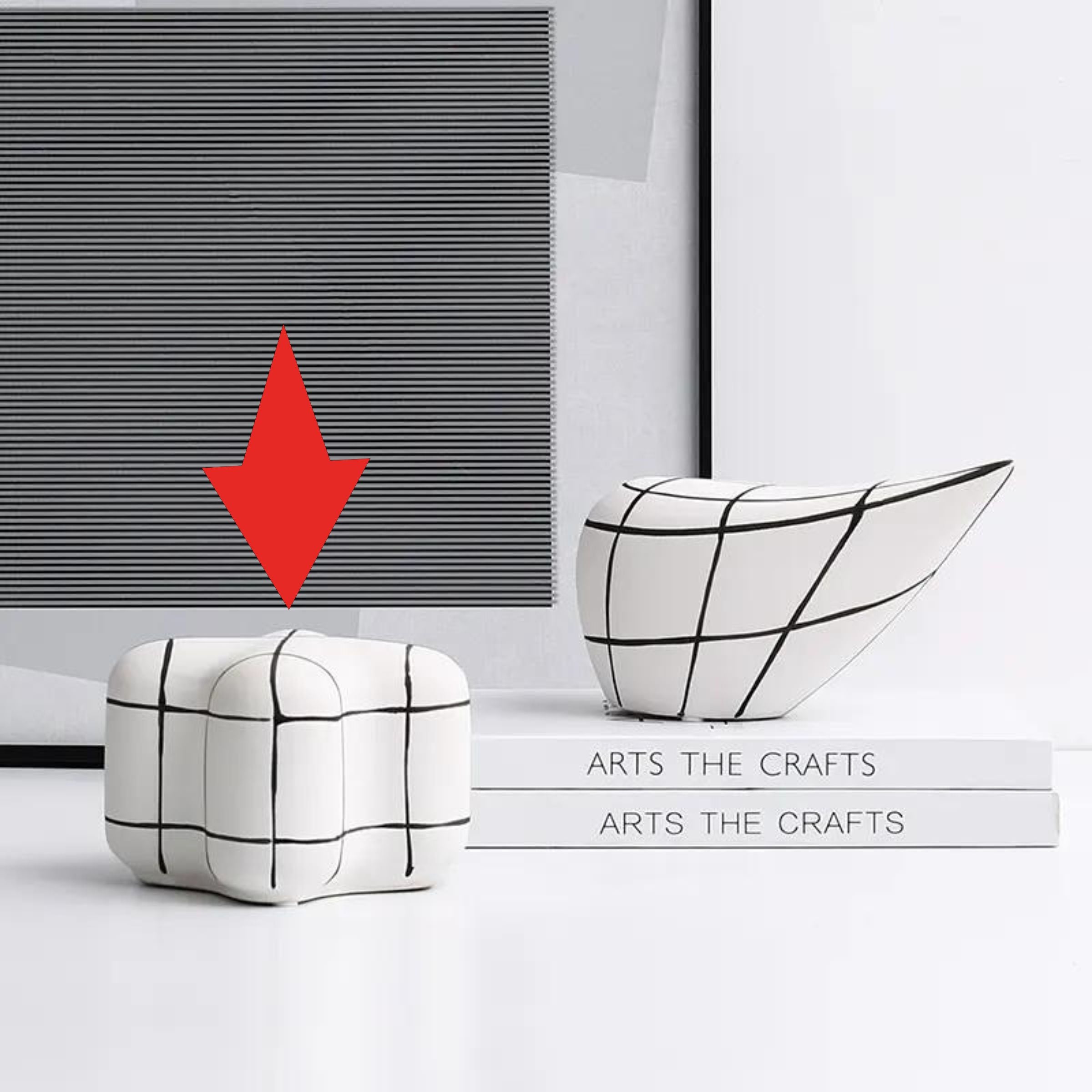 White Line Square Ornament-B Fa-D21097B -  Home Decor Figurines - ebarza Furniture UAE | Shop Modern Furniture in Abu Dhabi & Dubai - مفروشات ايبازرا في الامارات | تسوق اثاث عصري وديكورات مميزة في دبي وابوظبي