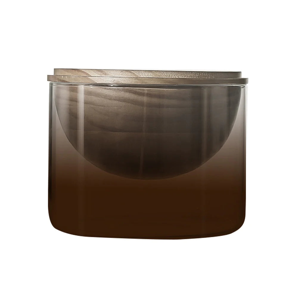 Wood & Ombre Glass Short Cylindrical Vase With Bowl Detail FB-ZS2222B -  Vases - ebarza Furniture UAE | Shop Modern Furniture in Abu Dhabi & Dubai - مفروشات ايبازرا في الامارات | تسوق اثاث عصري وديكورات مميزة في دبي وابوظبي