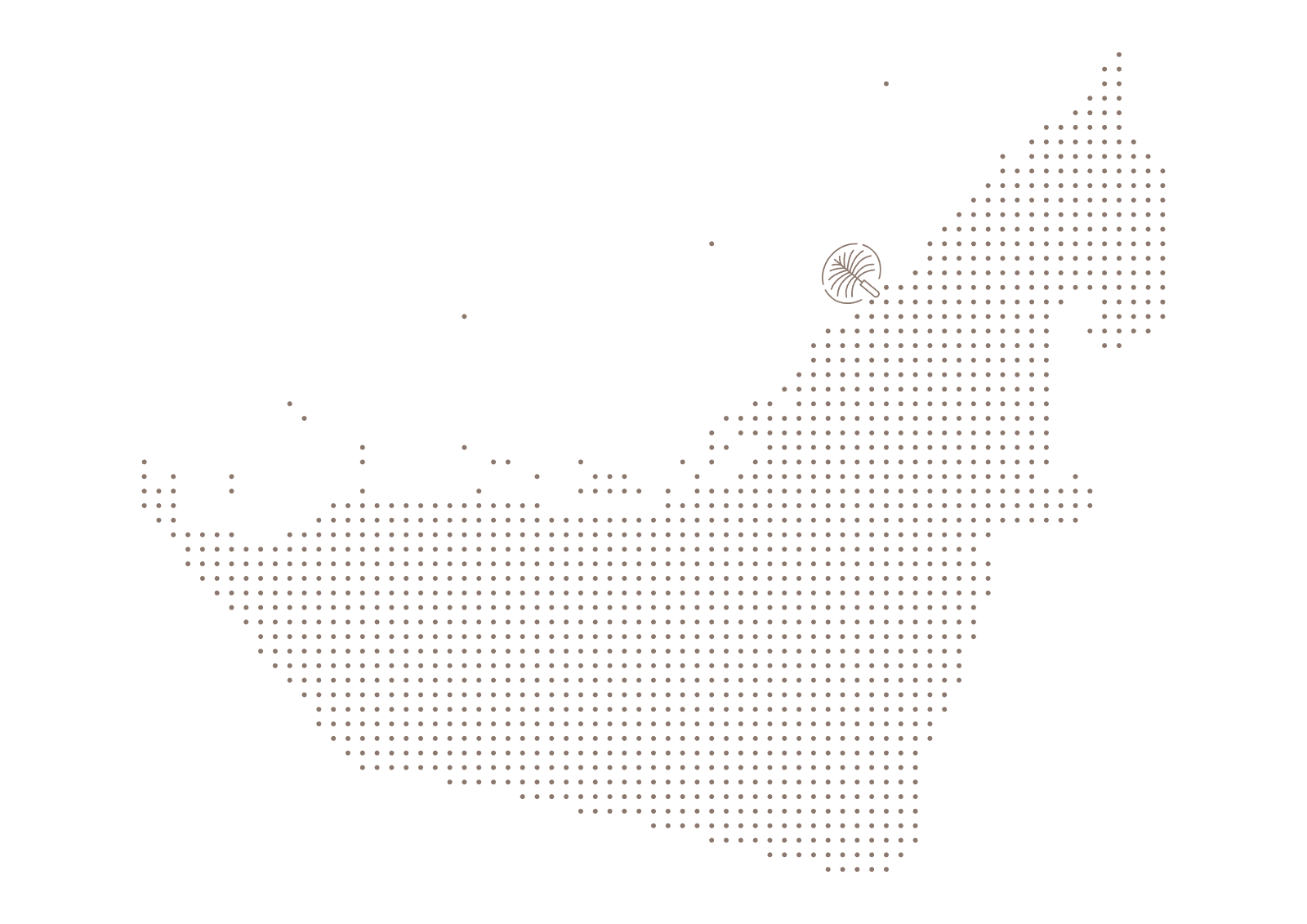 Dotted map of the United Arab Emirates showing where ebarza works